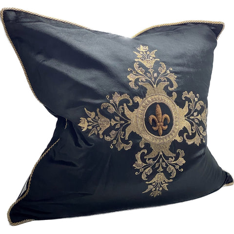 Embroidered Cross Cushion - Black