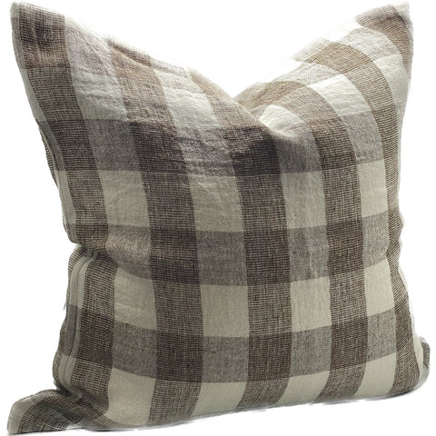 Sanctuary Brown and Ivory Check Cushion