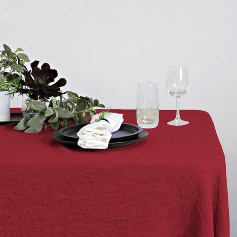 Red Linen Table Cloth