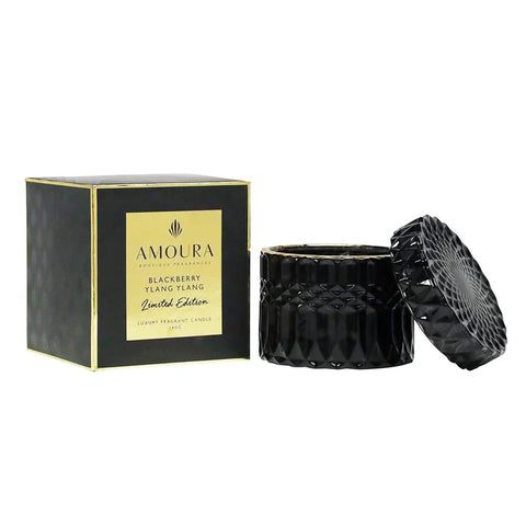 Amoura Cut Glass Luxury Candle - Blackberry and Ylang Ylang