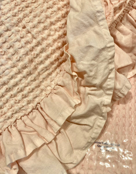 Cotton Waffle Blanket with Frill