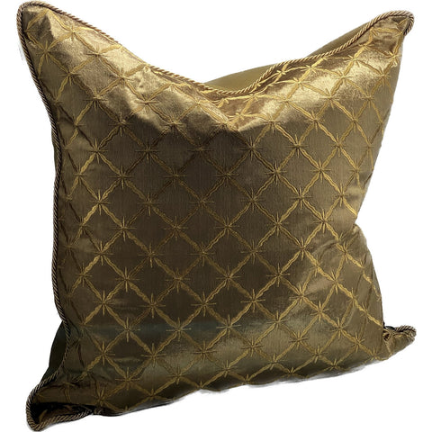 Embroidered Diamond Cushion - Brown
