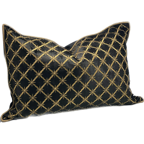 Embroidered Diamond Cushion - Black