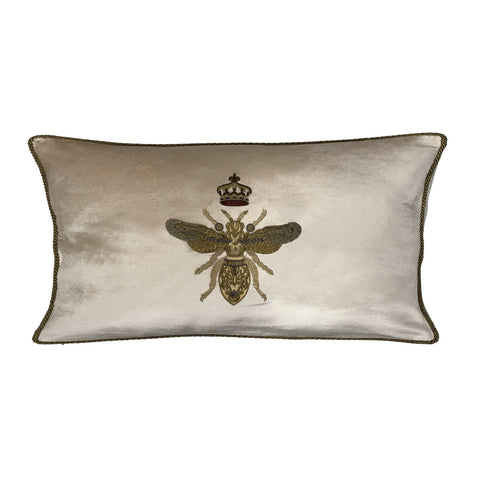 Embroidered Queen Bee Cushion - Natural