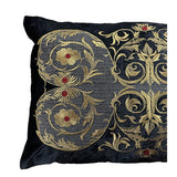 Embroidered Ivy Cushion - Black and Gold