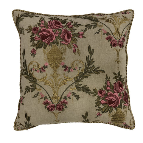 Embroidered Flora Cushion - Natural