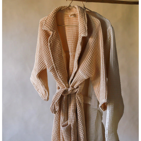 Pique Waffle Bathrobe - Latte