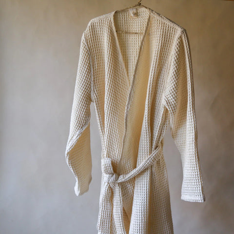 Pique Waffle Bathrobe - Natural