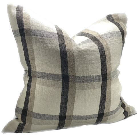 Black and Ivory Tartan Cushion