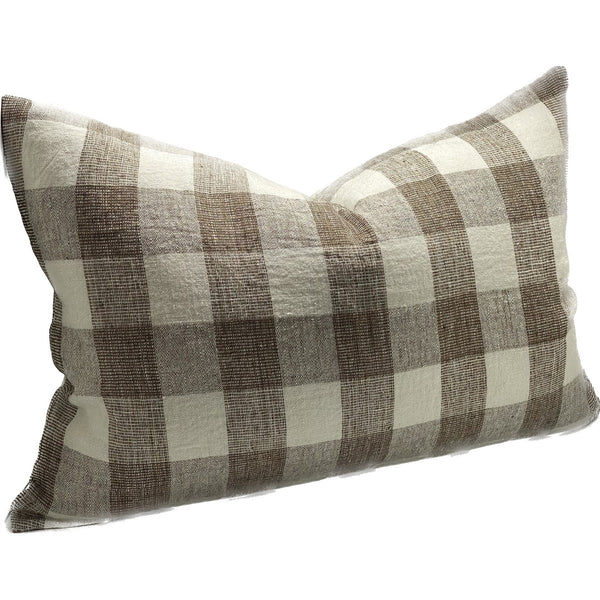 Brown and Ivory Check Cushion