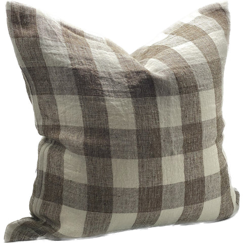 Brown and Ivory Check Cushion