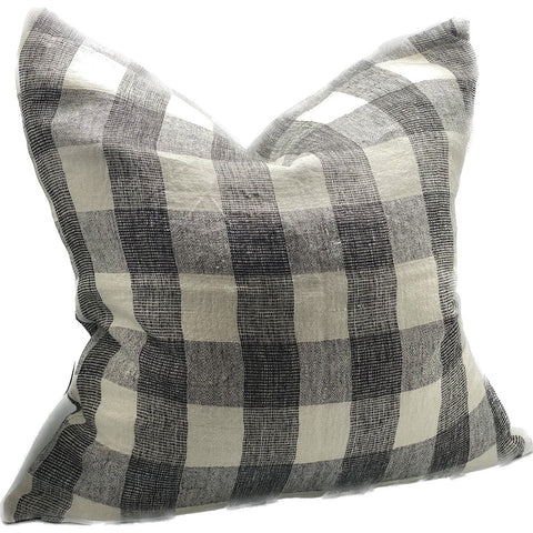 Black and Ivory Check Cushion