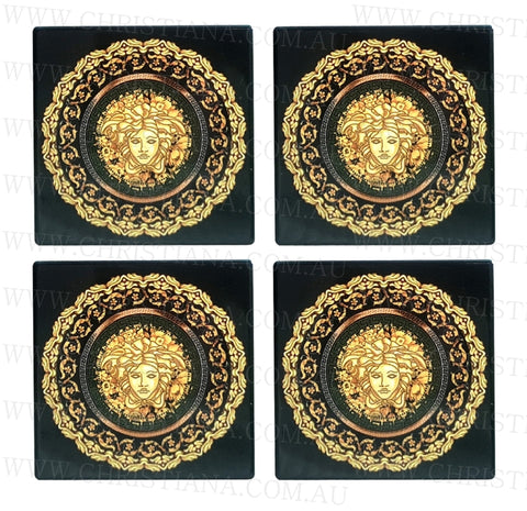 Gold Medusa Glass Coasters