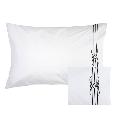 Deco Black Embroidered Pillowcase Pair