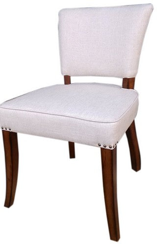Antique Brass Studded Linen Chair