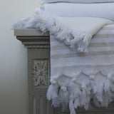 Turkish Bath Sheet - White and Taupe Stripe