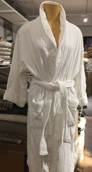 White Ribbed Cotton Bathrobe