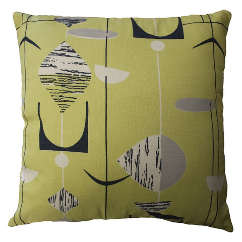 Green retro print cushion